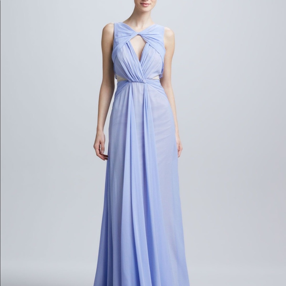 Badgley Mischka Sleeveless Triangle Neck Gown
